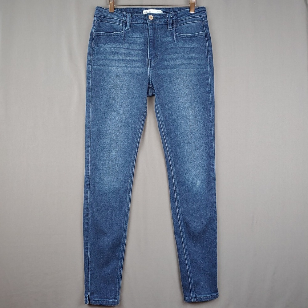 KanCan Maurices Jeans Womens 28 Mid Rise Skinny Blue Stretch Vented Hem (30x29)